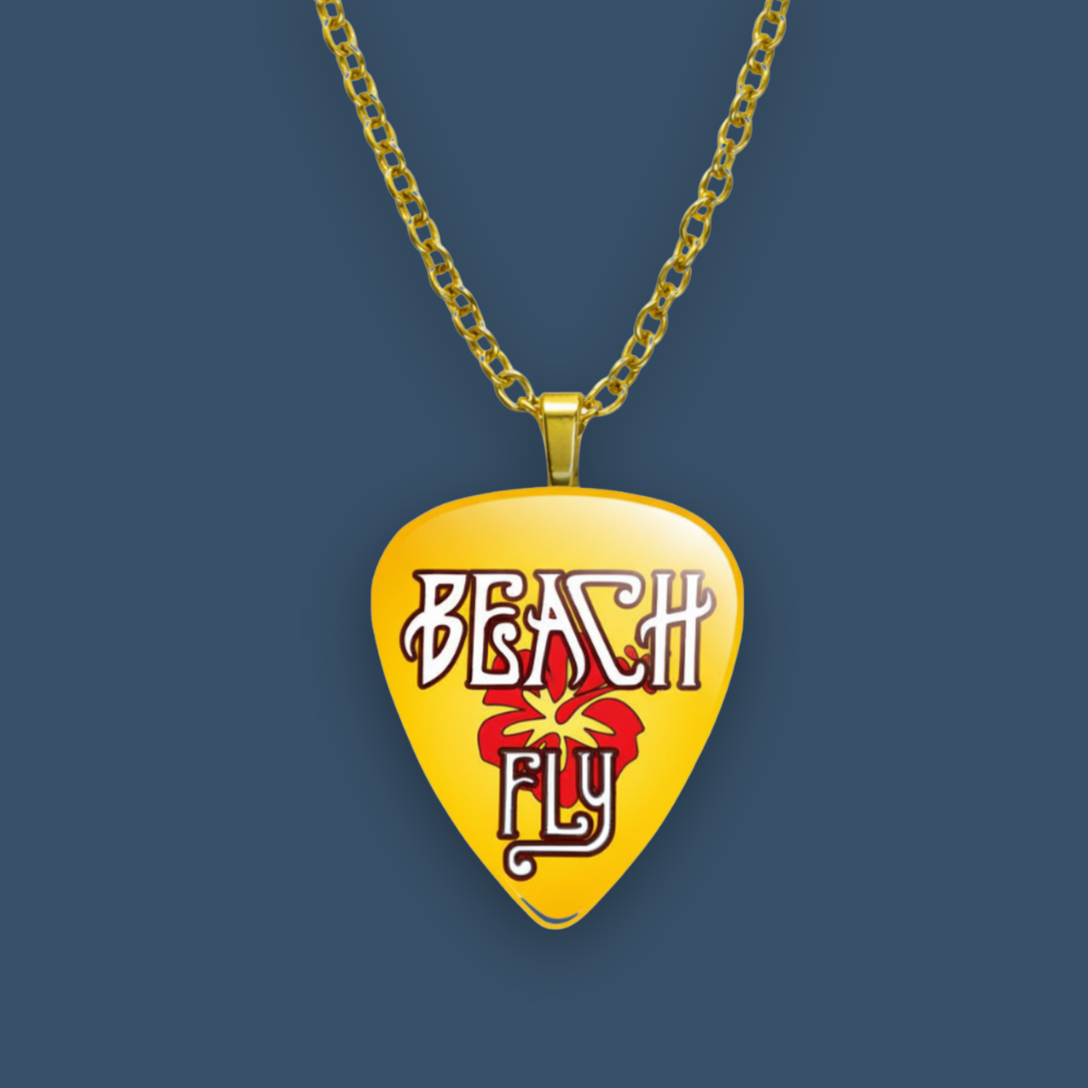 Hibiscus on Guitar Pick - Necklace
