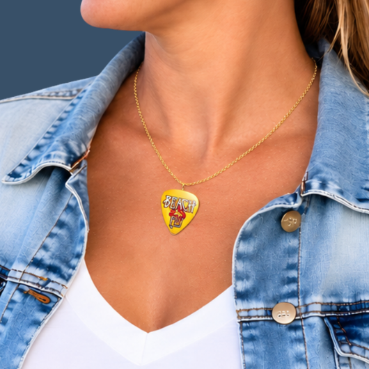 Hibiscus on Guitar Pick - Necklace