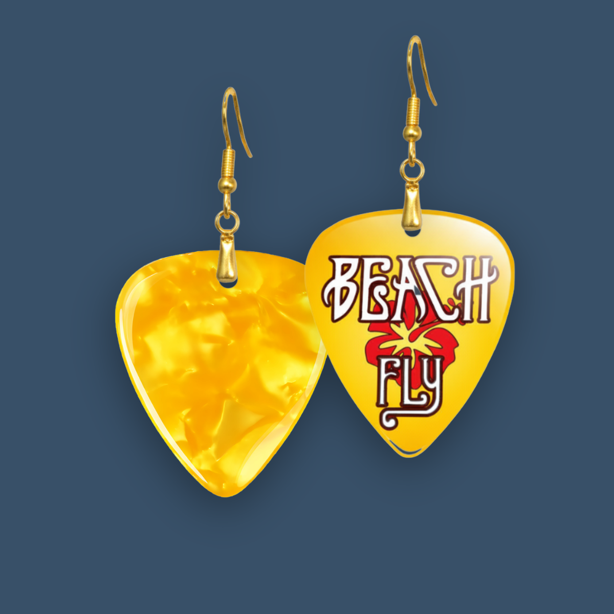 Hibiscus on Guitar Pick - Earrings