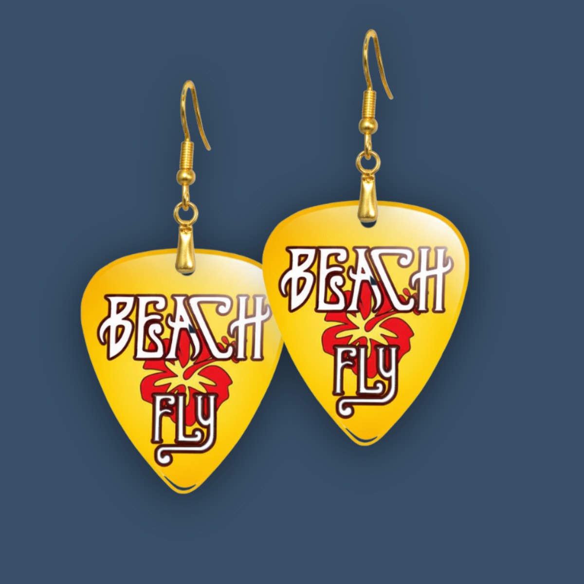 Hibiscus on Guitar Pick - Earrings