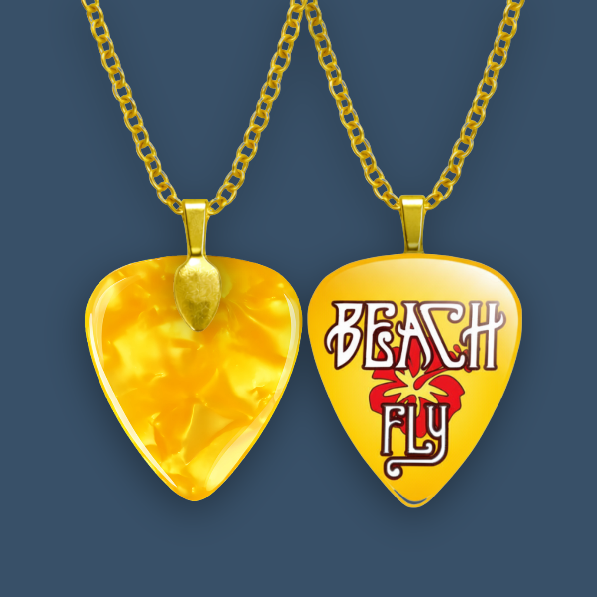 Hibiscus on Guitar Pick - Necklace