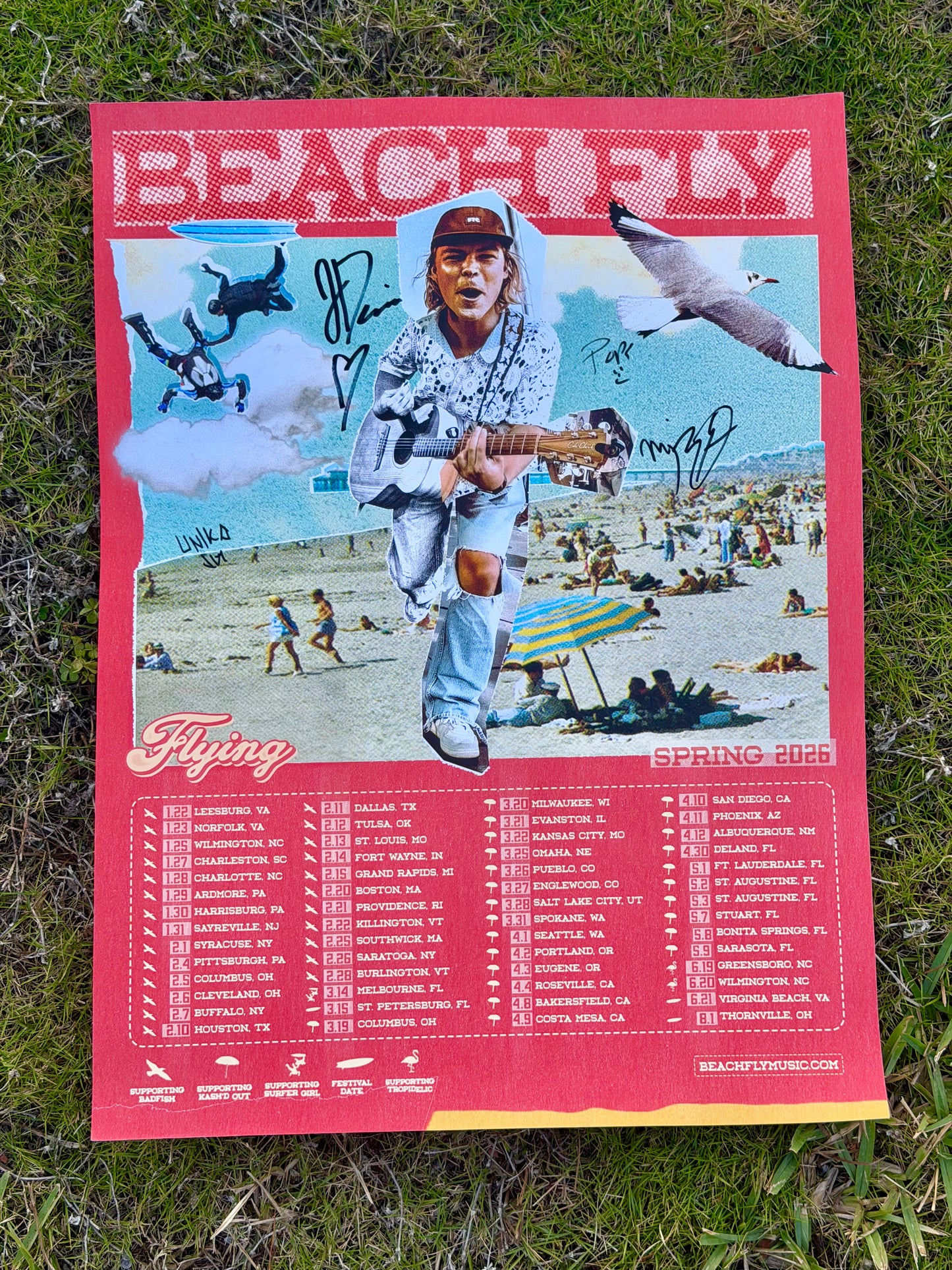 Limited Edition Beach Fly "2026 Flying Tour" Poster - Signed by Whole Band